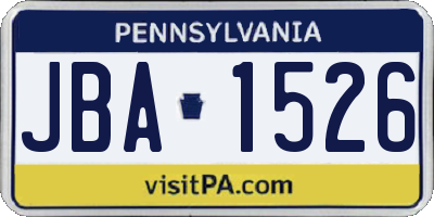 PA license plate JBA1526