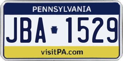 PA license plate JBA1529