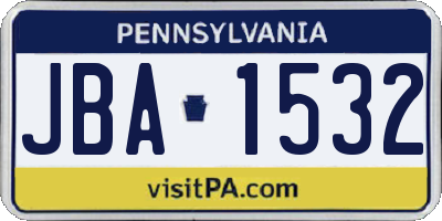 PA license plate JBA1532