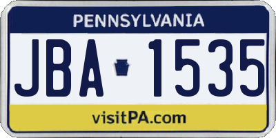 PA license plate JBA1535