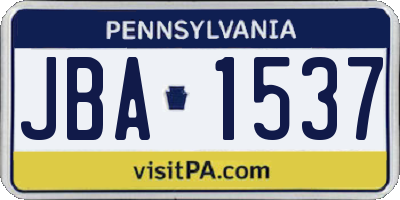 PA license plate JBA1537