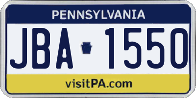 PA license plate JBA1550