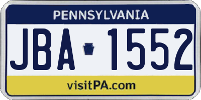 PA license plate JBA1552