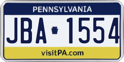 PA license plate JBA1554