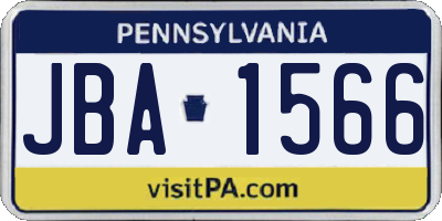 PA license plate JBA1566