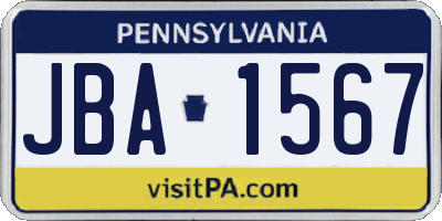 PA license plate JBA1567