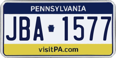 PA license plate JBA1577