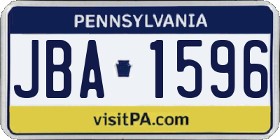 PA license plate JBA1596