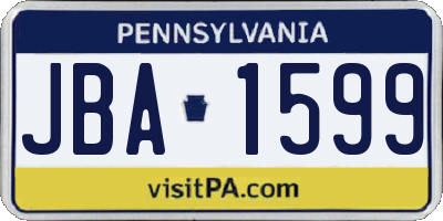 PA license plate JBA1599