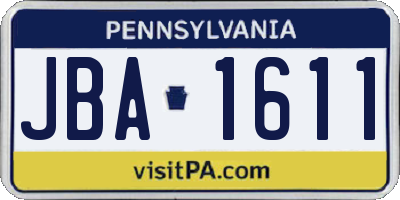 PA license plate JBA1611