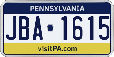 PA license plate JBA1615