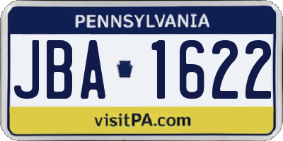 PA license plate JBA1622