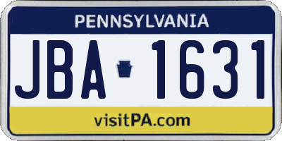 PA license plate JBA1631