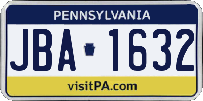 PA license plate JBA1632