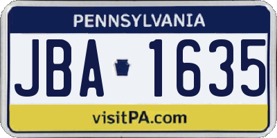 PA license plate JBA1635