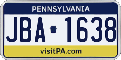 PA license plate JBA1638