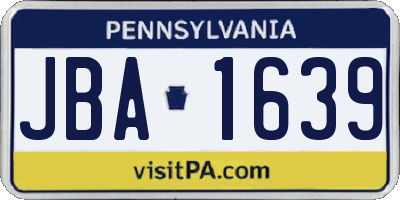 PA license plate JBA1639