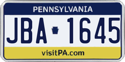 PA license plate JBA1645