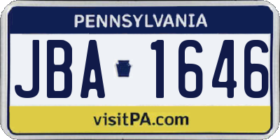 PA license plate JBA1646