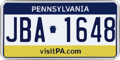 PA license plate JBA1648