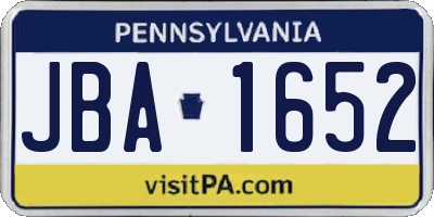 PA license plate JBA1652