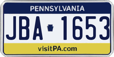 PA license plate JBA1653
