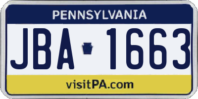 PA license plate JBA1663