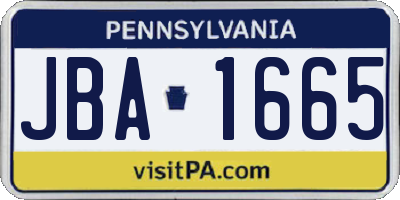 PA license plate JBA1665