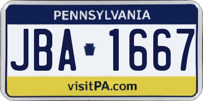 PA license plate JBA1667