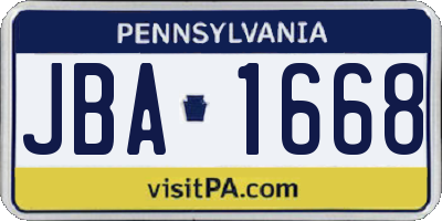 PA license plate JBA1668