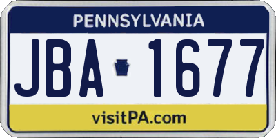 PA license plate JBA1677