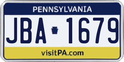 PA license plate JBA1679