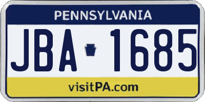 PA license plate JBA1685