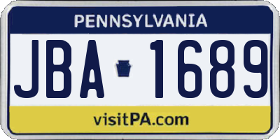 PA license plate JBA1689