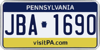 PA license plate JBA1690