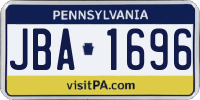 PA license plate JBA1696