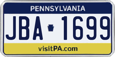 PA license plate JBA1699
