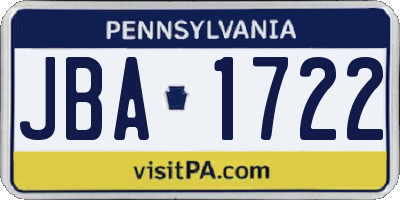 PA license plate JBA1722