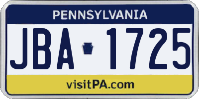 PA license plate JBA1725