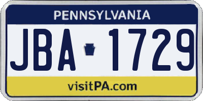 PA license plate JBA1729