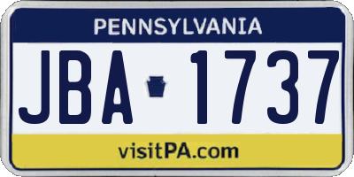 PA license plate JBA1737