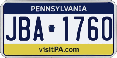 PA license plate JBA1760
