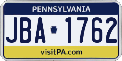 PA license plate JBA1762