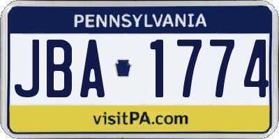PA license plate JBA1774