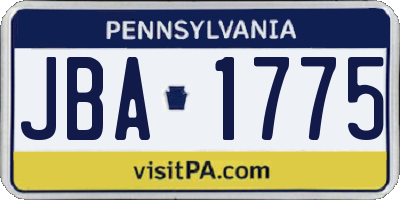 PA license plate JBA1775