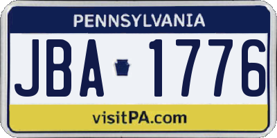 PA license plate JBA1776