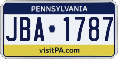 PA license plate JBA1787