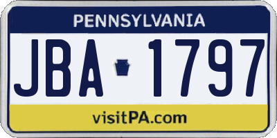 PA license plate JBA1797
