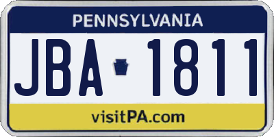 PA license plate JBA1811
