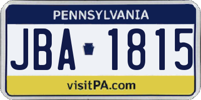 PA license plate JBA1815